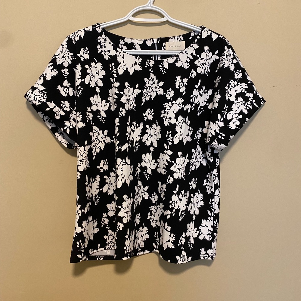 Black and white floral dress shirt